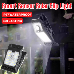 Smart Sensor Solar Clip Light 300W Outdoor No-Drill Wall Lamp Waterproof Portable Camping Light Motion Sensing Garden Courtyard Lighting