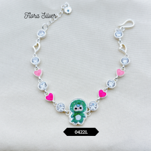 FLORA 0422L - Lắc tay bạc ta hình bé 3 Baby Three Animal Party dành cho bé gái
