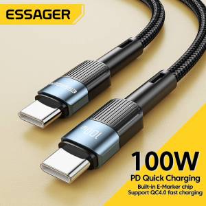 Essager 100W/60w USB Type C To USB C Cable USB-C PD Fast Charging Charger Wire Cord For iPhone16 15 Macbook Samsung Huawei Xiaomi vivo Type-C USBC Cable
