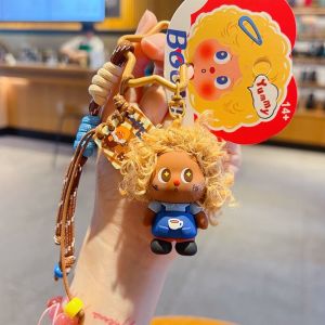 OURTOUR Thiết kế bùng nổ Móc khóa hình ngôi sao bông xù Móc khóa  dây chuyền trang trí túi xách Móc khóa đôi Dễ thương Móc khóa trang trí túi xách Các bé gái