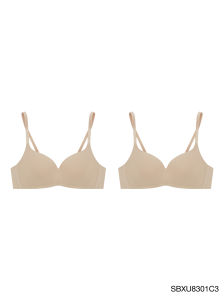 (Set 2 Pcs.) SABINA Non Push Wireless Soft Bra PRETTY PERFECT SBXU8301 Sand