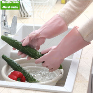 Sarung tangan karet pencuci piring tebal serbaguna yang empuk dan tahan air serta sarung tangan berkebun dari karet lateks