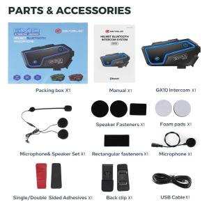 GEARELEC GX10 Bluetooth Motorcycle Helmet Headset Up to 10 Riders IP67 Waterproof Headset with FM Radio Music Sharing
