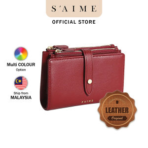 [PRE-ORDER] SAIME | Authentic Leather Double Button Zipper Middle Wallet (ETA:2023-11-25)