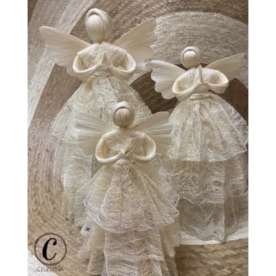 Native Christmas Angel Decor | White Angels | Abaca Christmas Angel