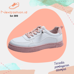 Sepatu Sneakers Kanvas Wanita Kasual Sport Shoes Warna Abu Pink Nextfashion 218