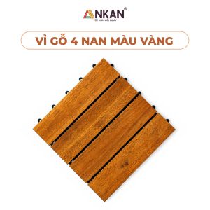 Vỉ Gỗ Lót Sàn 4 Nan Cao Cấp Màu Vàng - Chống Nước Chống Trượt - Dùng Lót Ban Công Sân Vườn Nhà Tắm