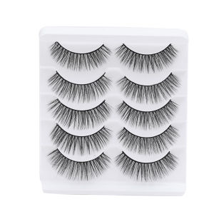 Dorisna 5 Pairs 3D Mink Hair False Eyelashes Thick Curled Full Strip Lashes Eyelash Extension Women Eyes Makeup