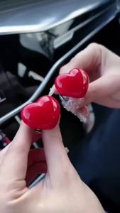 Car Start Button with Push-to-Start Rocker Lever Engine Start/Stop Joystick and Full Metal Ball-bar Starter Cover for Decorative Accessories (Metal Heart - Pink)