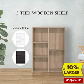 TENDO 3/4tier Utility Cabinet Bookshelf Wooden Bookcase Cabinet for Living Room Bedroom Showcace