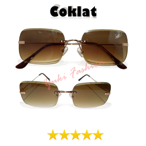 Kacamata Rimless Tanpa Bingkai Frame Lensa Fashion Normal Untuk Pria Wanita Remaja Dewasa Warna Hitam Anti Silau Cocok Untuk Di Outdoor Pantai Hiking OOTD Keren - BISA COD