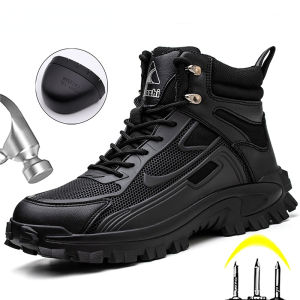 QINHUIZE Work Boots Safety Steel Toe Shoes Men Anti-smash Anti-puncture Industrial Shoes Security Boot Winter Indestructible Shoes