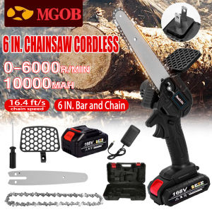 6 Inch Mini Chainsaw Battery Electric Cordless Chain Saw Pruning Electric Saw Cutter Mini Chainsaw Rechargeable Power Saw Cordless Portable Chain Saw Electric Chainsaw Original
