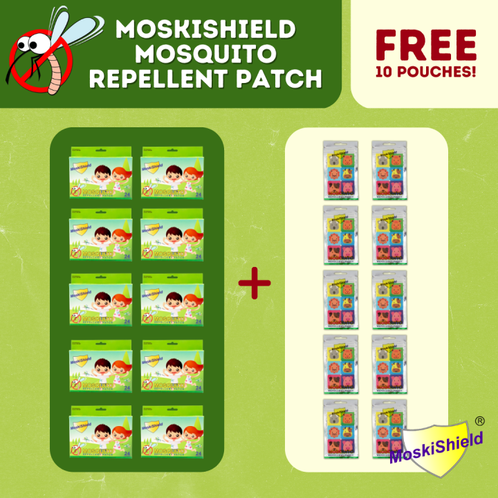 [10 box + 10 pouch] MoskiShield Mosquito Repellent Stick On Patches Buy