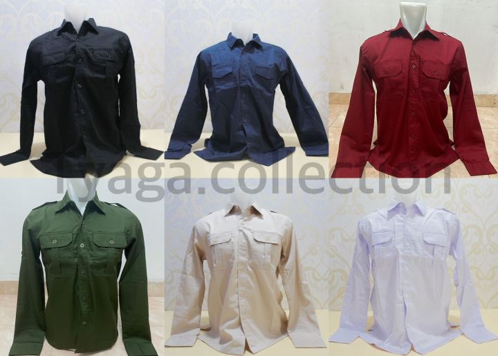 Seragam Kemeja Kantor Polos Lengan Panjang Baju PNS, Baju Drill