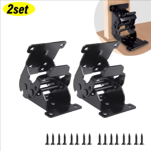 4Pcs 90° Self-Locking Hinge Foldable Bracket with Screws Lock Extension Folding Support Bracket Space Saving Hardware Accessories