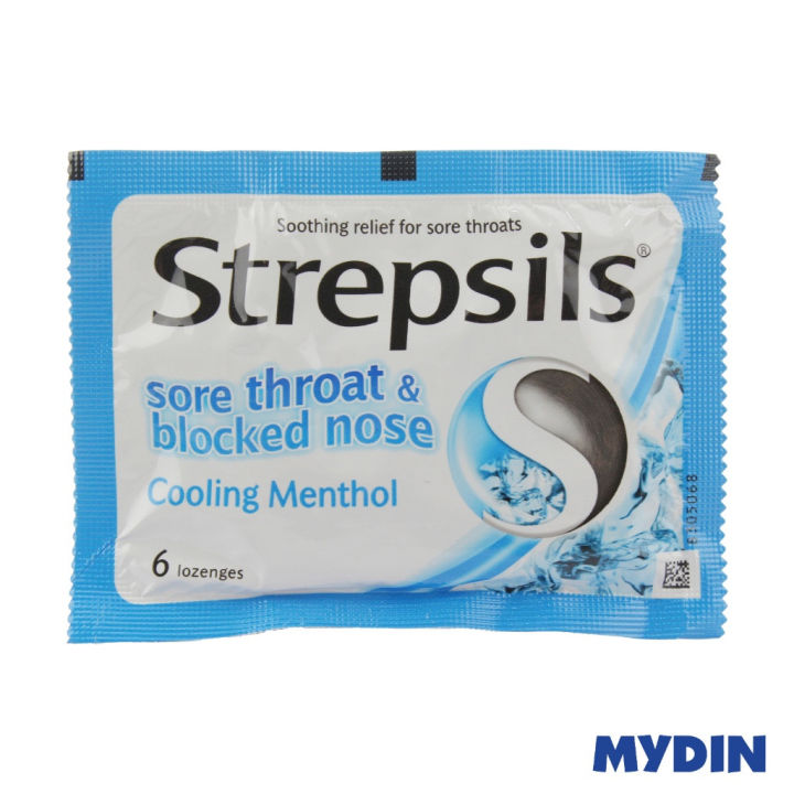 Strepsils Sore Throat and Blocked Nose Cooling Menthol (6 Lozenges ...