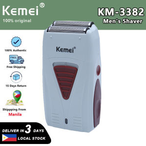 Kemei KM-3382 Barber Electric Shaver for Men USB Cordless Rechargeable Beard Razor Reciprocating Foil Mesh Shaving Machine