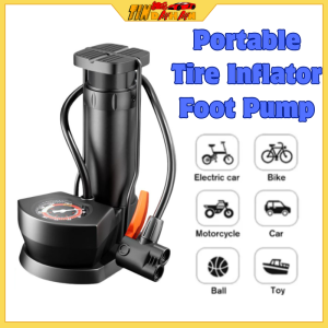 Tire Air Pump Portable Tire Inflator High Pressure Foot Pump With Gauge For Motorcycle E bike Car bike household inflatable pumps