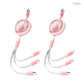 Mipow Miffy 3 in 1 Cute Bunny Type-C USB Pink Blue Fast Charging Multi-Task Charger Cord Retractable Cable. 