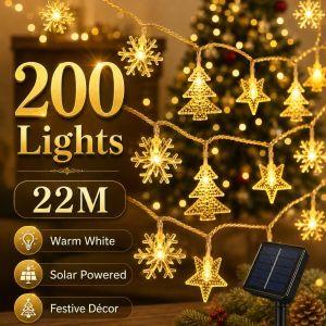 OOKAS 7/12/22M Solar Star String Light Outdoor Waterproof Christmas Decorations Fairy Lights ForRoom