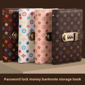 Nexora-100 Envelopes Money Saving Challeng with Passwork Lock PU leather A6 Binder Cash Storage Book