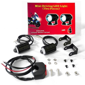 Mini Driving Light for Motorcycle Headlight LED Light 20W * 2 White+Yellow Motorcycle Accessories