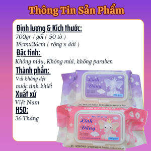 Combo [ 6 10 12 18 ] Bịch Khăn giấy ướt LINH ĐĂNG 700gr không cồn không mùi an toàn cho da