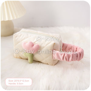 O-KAY Kotak Pensil Sleting Motif Bunga Tulip Flower Handle Pastel / Pouch Makeup Aesthetic Tulip / Tas Aksesoris Wanita