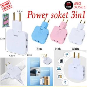 BB7 - Power Socket Extention Plug Lipat 3IN1 Stop Kontak Colokan Steker Lipat Folding Socket Converter