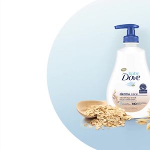 Dove Baby Skin Care Bundle – Colloidal Oatmeal Derma Care Soothing Wash & Eczema Care Soothing Cream Fragrance Free (2 Piece Set)