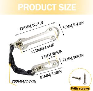 โซ่คล้องประตู ยาว19ซม. สแตนเลส กลอนประตู พร้อมซองหนัง กลอนคล้องโซ่ กลอนโซ่รูปไข่ สำหรับคล้องประตู ห่วงโซ่ประตูโรงแรม