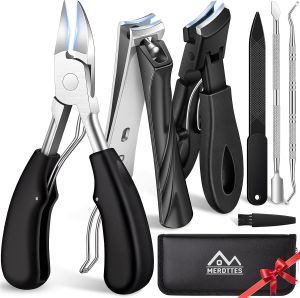Toenail Clippers for Seniors Thick Toenails Sharp Ingrown Toenail Clippers Nail Cutter Long Handle with Wide Jaw for Thick Nails Heavy Duty Large Toe Nail Clipper Set for Men & Women7 Pcs