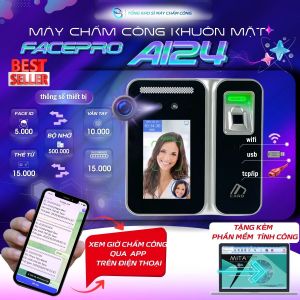 MÁY CHẤM CÔNG KHUÔN MẶT AI 24 / vân tay/ thẻ từ màn hình cảm ứng. camera siêu nhạy dùng phần mềm chấm công tặng kèm mitapro 2024