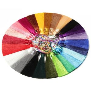 10pcs 8cm Tassel Earrings Polyester Silk Brush Pendant Earring Charm Satin Tassel DIY Jewelry Making Findings Handmade Craft