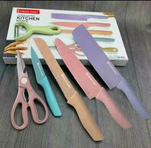 Pisau Set 6in1 Stainless Dilapis Anti Lengket Peralatan Masak Pisau Dapur Set