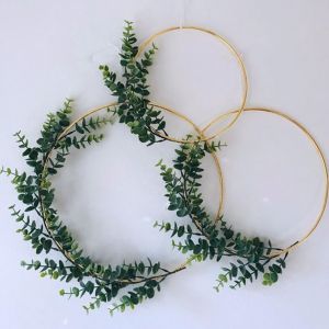 15-40cm Metal Hoops Home Door Hanging Gold Iron Metal Ring Wreath Wall Hanging Ornament Wedding Decoration Spring Party Decor
