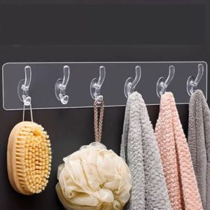 TLE 6 In 1 Strong Seamless Hooks Kitchen Bathroom Waterproof Transparent Wall Hook Crystal Connected Hook