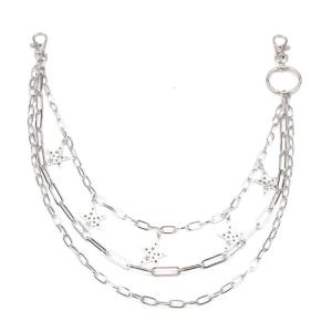 Multilayer Hiphop Waist Chain with Star Pendant Waist Charm Street Pants Chain Body Chain Trousers Chain Cool Accessory
