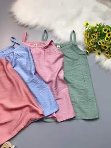 Váy 2 dây cotton đũi bé gái