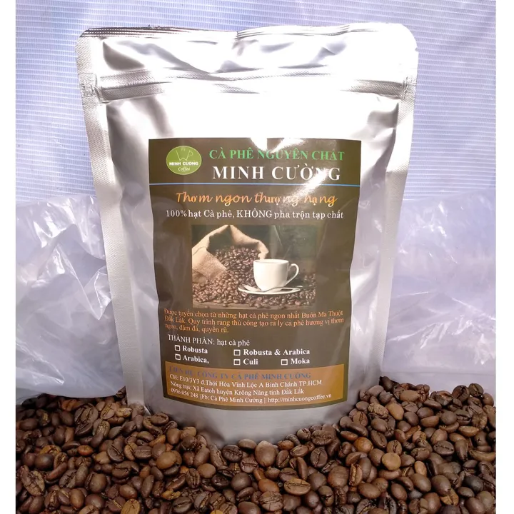 500gr cà phê hạt rang mộc, Cà phê hạt pha máy, Robusta rang mộc - Minh Cường Coffee