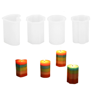 4Pcs Striped Cylinder Silicone Molds for Soap Home Decoration Epoxy Resin Silicone Molds Soap Making Molds