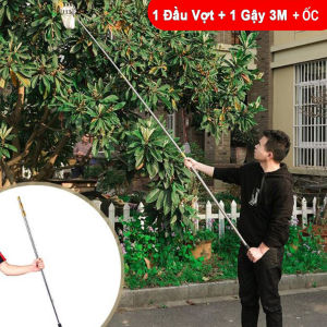 Đầu Vợt Hái Trái Cây Size 16cm Kèm Gậy Dài 3M Dụng Cụ Hái Quả Trên Cao Siêu Tiện Lợi Thép Mangan Chống Gỉ Cao Cấp
