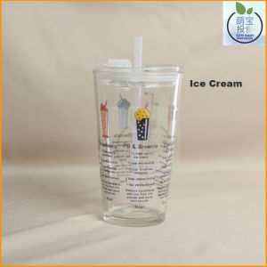 Cute Baby Snacksss Child Glass  Mug Milk Cup with Cover Lid and Handle 450ml Cartoon Animal - 儿童早餐牛奶杯 / Kids Breakfast Cup / Gift Set / Child Learning Cup