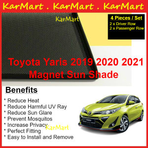 KarMart Toyota Yaris 2019 - 2026 UV Cut MAGNET Sun Shade Custom Fit Magnetic Sunshade 4pcs/set