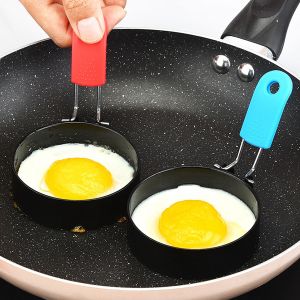 NCNC(okdeals01) Breakfast Muffin Silicone Handle Non-stick Anti-scald Cooking Egg Frying Mold Omelette Mould Egg Ring Pancake Shaper