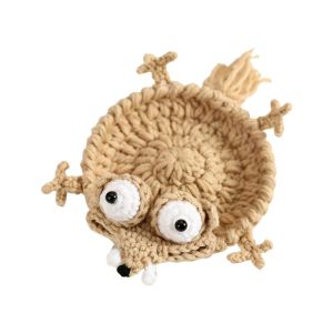 NEXTYOO Soft Knitted Crochet Animal Coaster Handmade Crochet Craft Non-slip Base Heat Insulation Coffee Pad Fun Knitted Animal Shape Design Knitted Drink Coaster Home Kitchen Table Decor