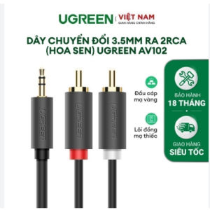 Dây loa audio 3.5mm to RCA (hoa sen) chính hãng Ugreen AV102 mạ vàng cao cấp Chính Hãng BH 18 Tháng