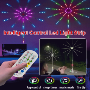LED Christmas Light Strip Fireworks Strobe Effect Waterproof RGB Decorative Lights for Wall Home Party Holiday Decor