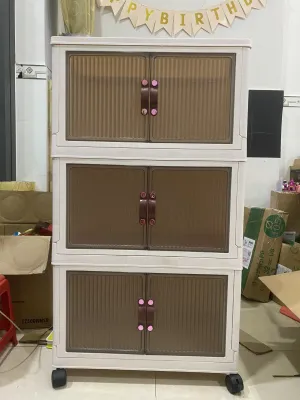 Thùng Đựng Đồ Gấp Gọn 5 Tầng - Tủ Đựng Quần Áo Đồ Chơi Sách Vở Đa Năng Gập Gọn Có Bánh Xe
